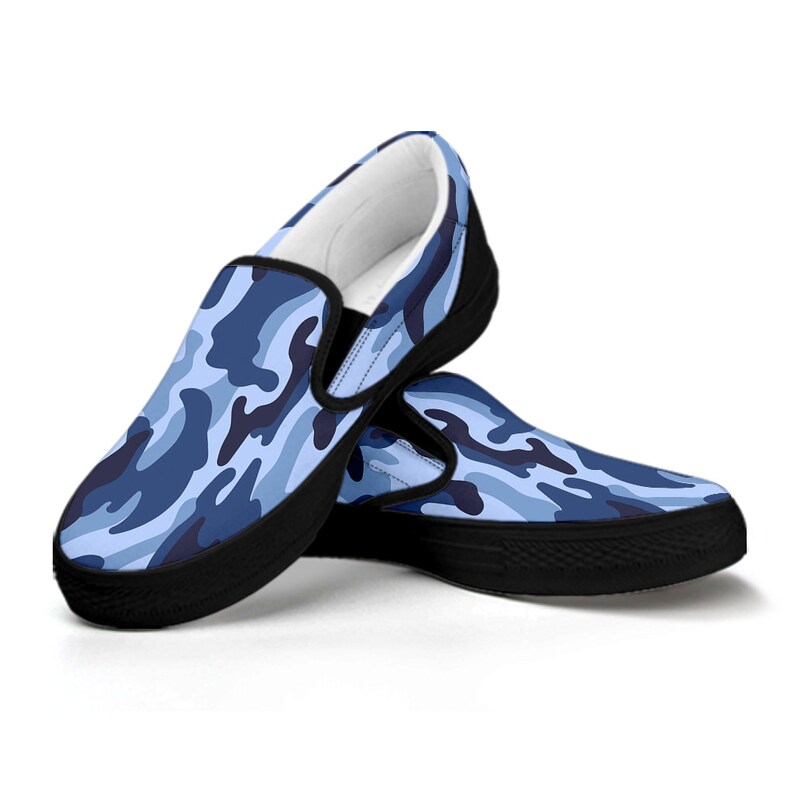 Blue Camo Camouflage Casual Slip on Shoes Comfortable Shoes Etsy