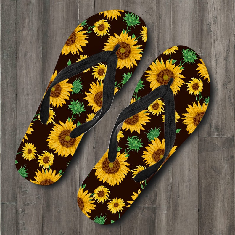Casual Slippers Sandals Sunflowers Floral Flowers Flip Flops Beach Flip Flops Womens