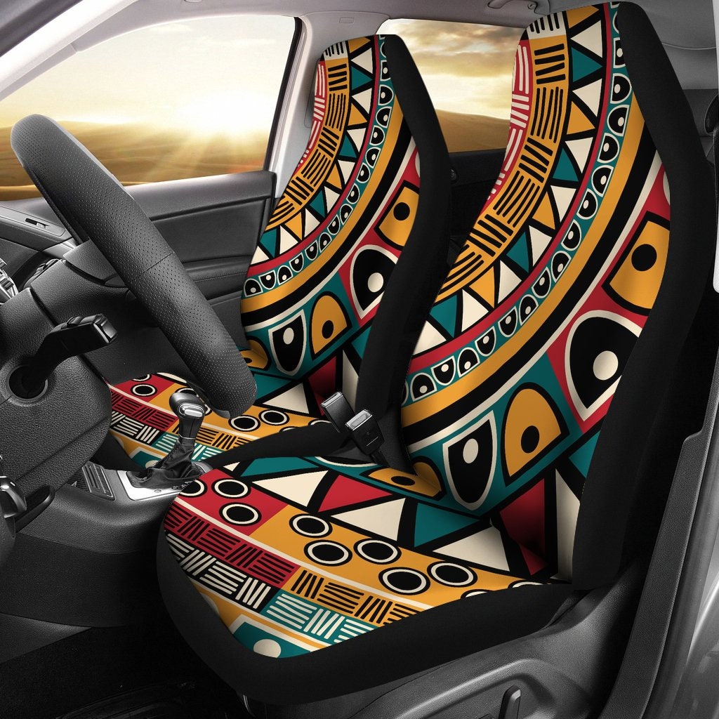  Funda para asiento delantero de coche, diseño vintage de loto  étnico africano, tribal africano, color negro, blanco, 1 pieza, ajuste  universal, asiento delantero de coche para auto, camión, furgoneta, SUV,  coche