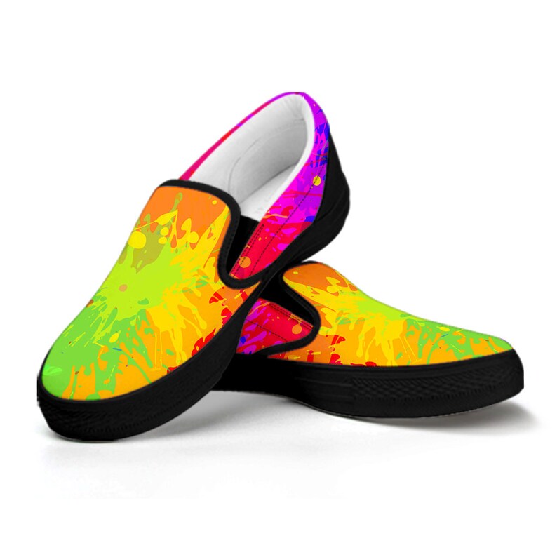 Colorful Paint Splatter Abstract Art Casual Slip on Shoes - Etsy