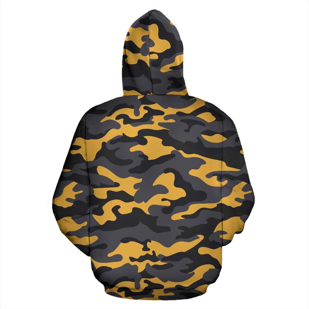 AbstractTrendz Yellow Gold Grey Camo Camouflage Pullover Hoodie, Unisex Hoodie, Mens, Womens, Sweatshirt, Hooded Sweatshirt, Hoodie Sweatshirt