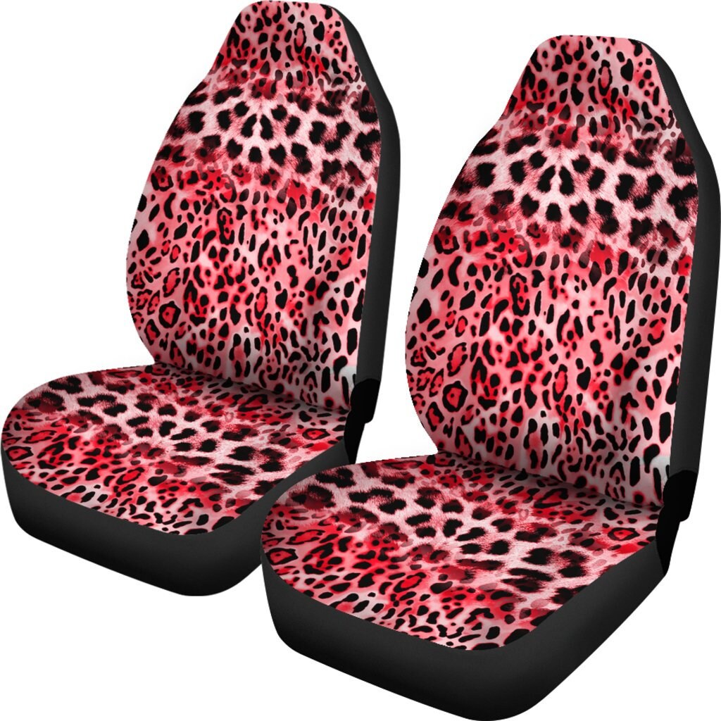 Pink Red Leopard Cheetah Animal Print Car Seat Covers Pair 2 Etsy UK