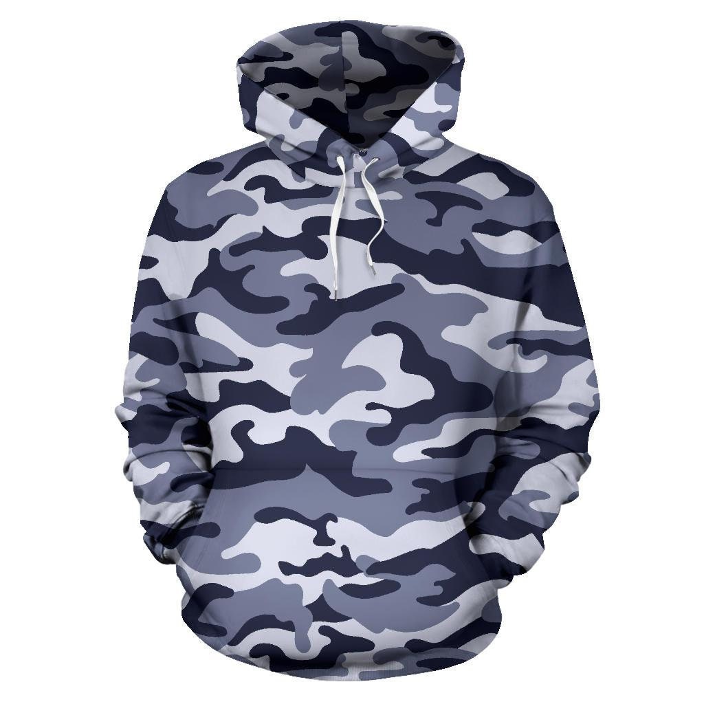 Blue Camo Camouflage Pullover Hoodie 