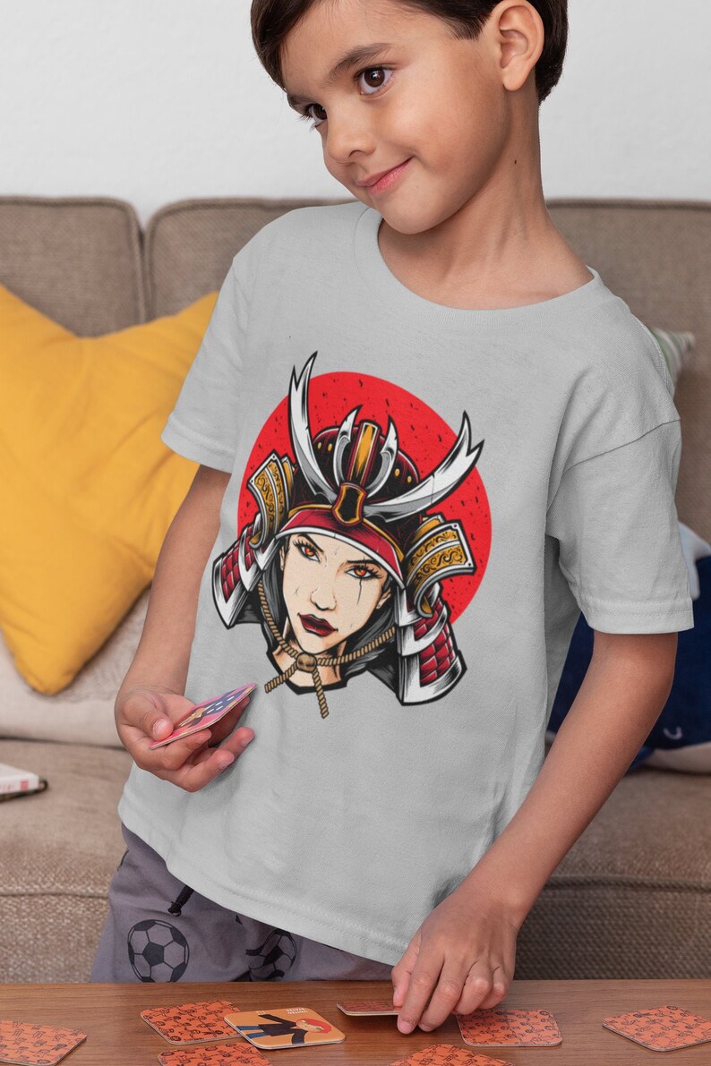 Unisex Youth T-Shirt Girls Boys Short Sleeve Shirt Samurai Warrior Cartoon Anime Kids T-Shirt Graphic Tee