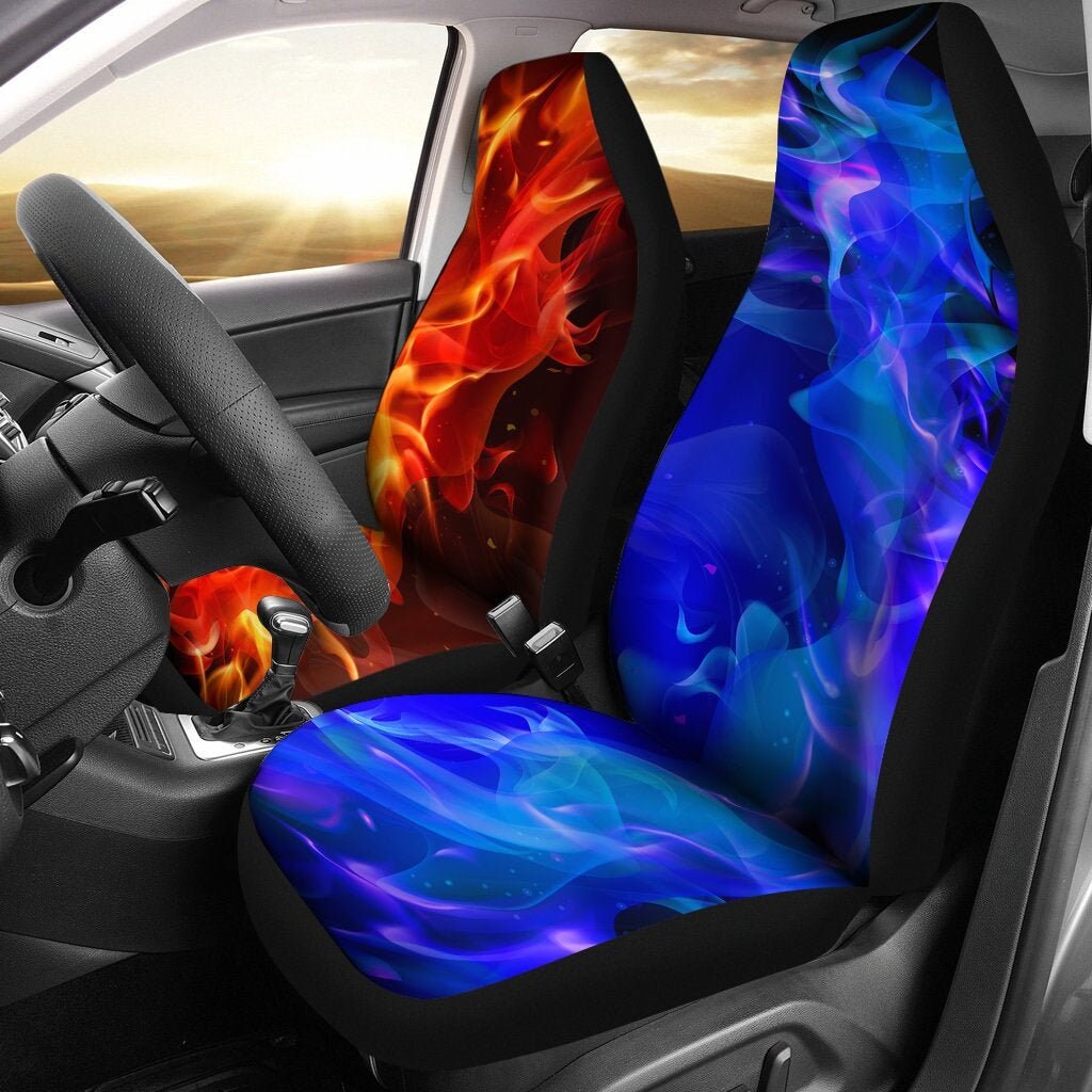 Red Hot Flames Cold Blue Fire Smoke Car Seat Covers Pair 2 Etsy