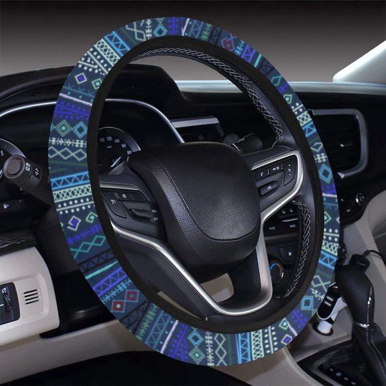 Blue Boho Chic Bohemian Stripes Car Steering Wheel Cover Car Etsy