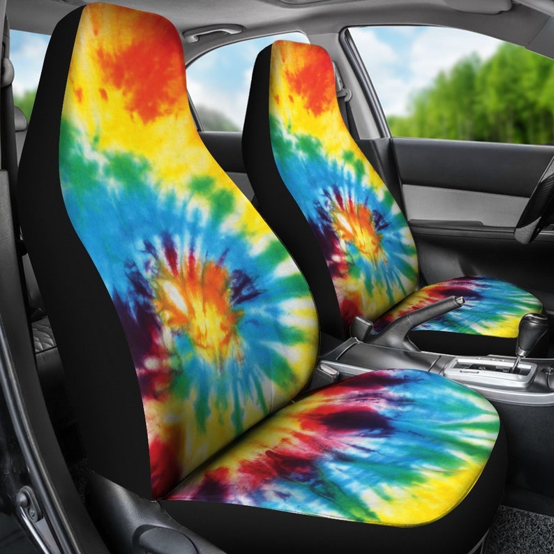 Colorful Tie Dye Pattern Car Seat Covers Pair 2 Front Seat Etsy
