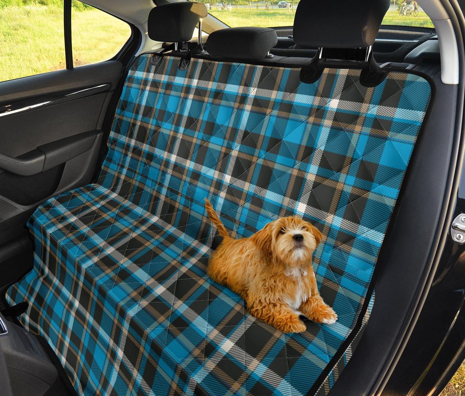 Blue Plaid Car Back Seat Pet Cover Backseat Covers Car Seat Etsy UK