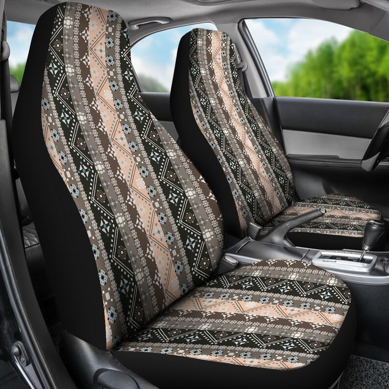 Brown Boho Ethnic Car Seat Covers Pair 2 Front Seat Covers Etsy