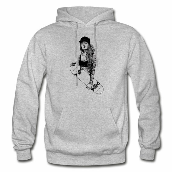 Skater Girl Skateboard Pullover Hoodie Unisex Hoodie Mens Etsy