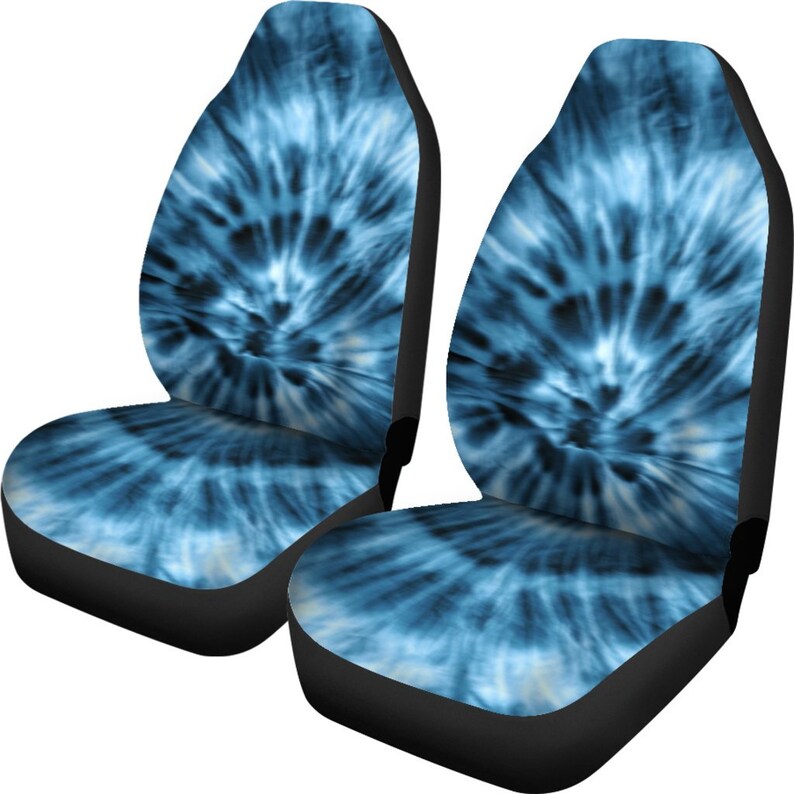 Blue Tie Dye Pattern Car Seat Covers Pair 2 Front Seat Etsy