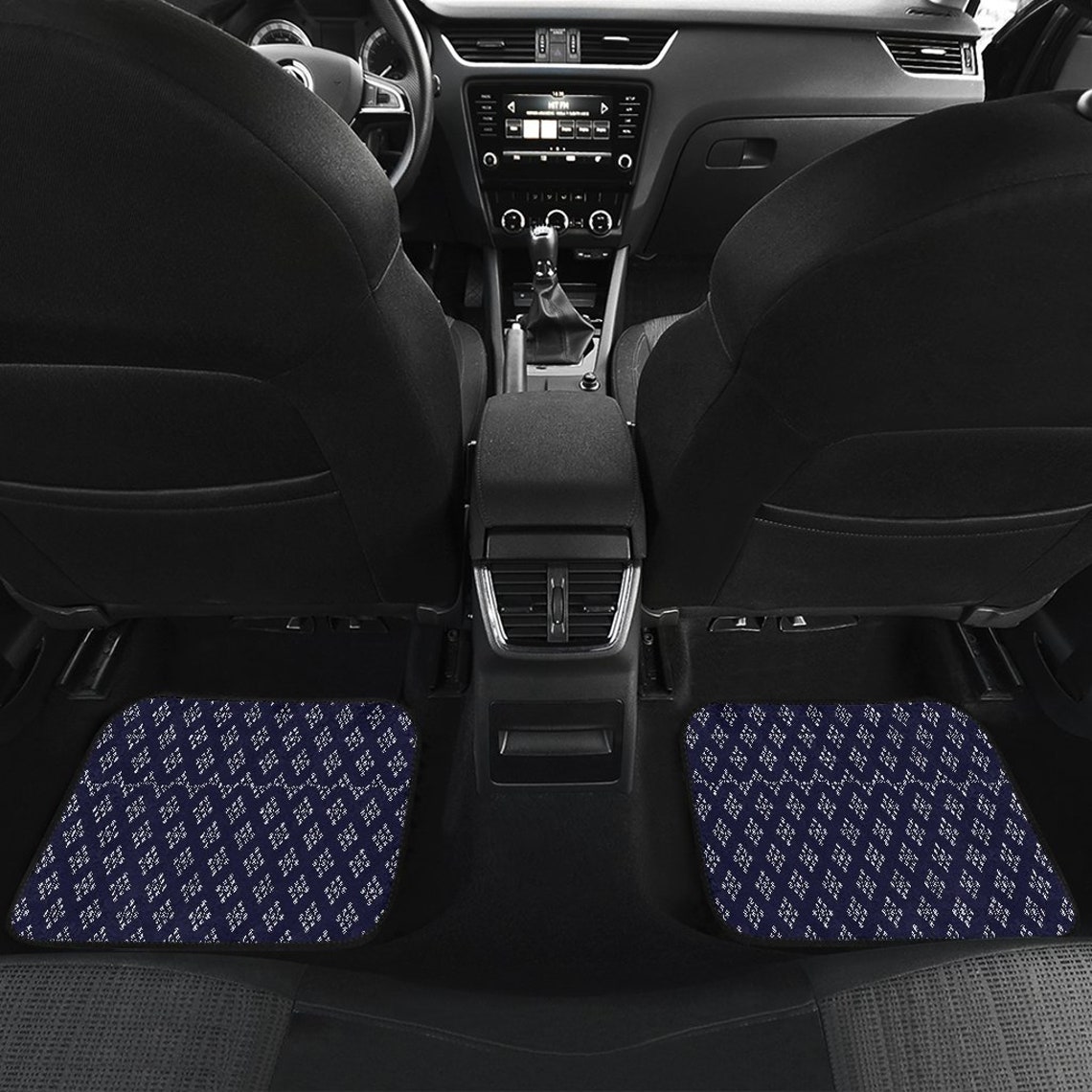 Navy Blue Pattern Car Floor Mats Set Front and Back Floor Etsy