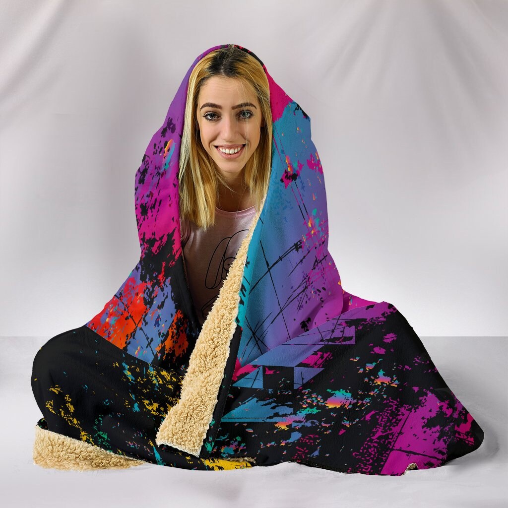 Colorful Abstract Art Black Hooded Blanket sold by Ilocano Khadre SKU