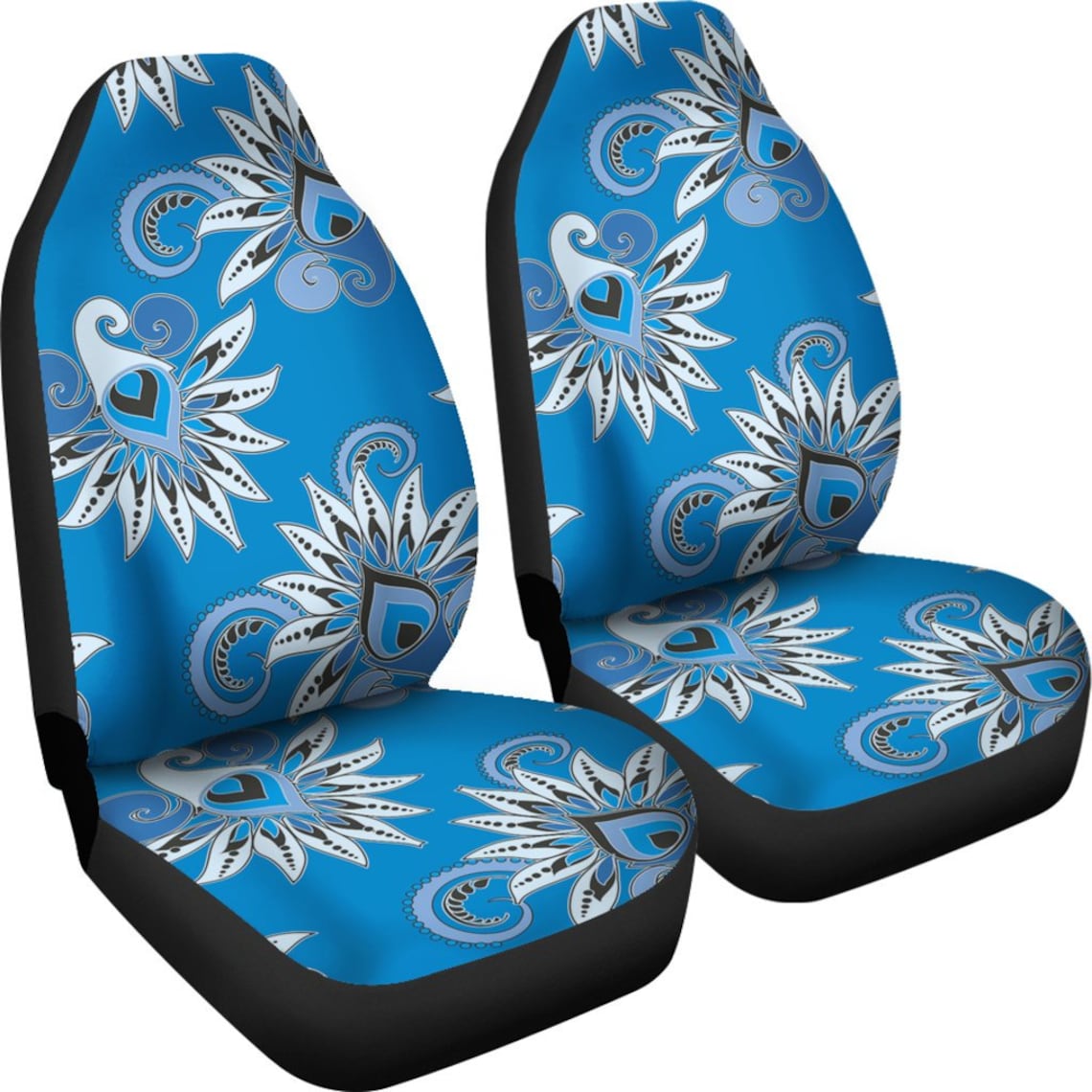 Blue Decor Car Seat Covers Pair 2 Front Seat Covers Car Seat Etsy UK