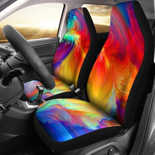 Colorful Paint Splatter Car Seat Covers Pair 2 Front Seat Etsy