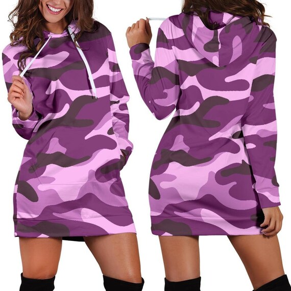 Purple Camo Camouflage Womens Hoodie 