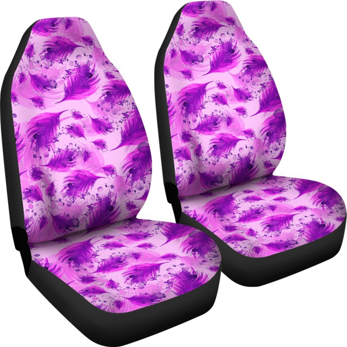 Purple / Violet / Pink Feathers Pattern Car Seat Covers Pair Etsy