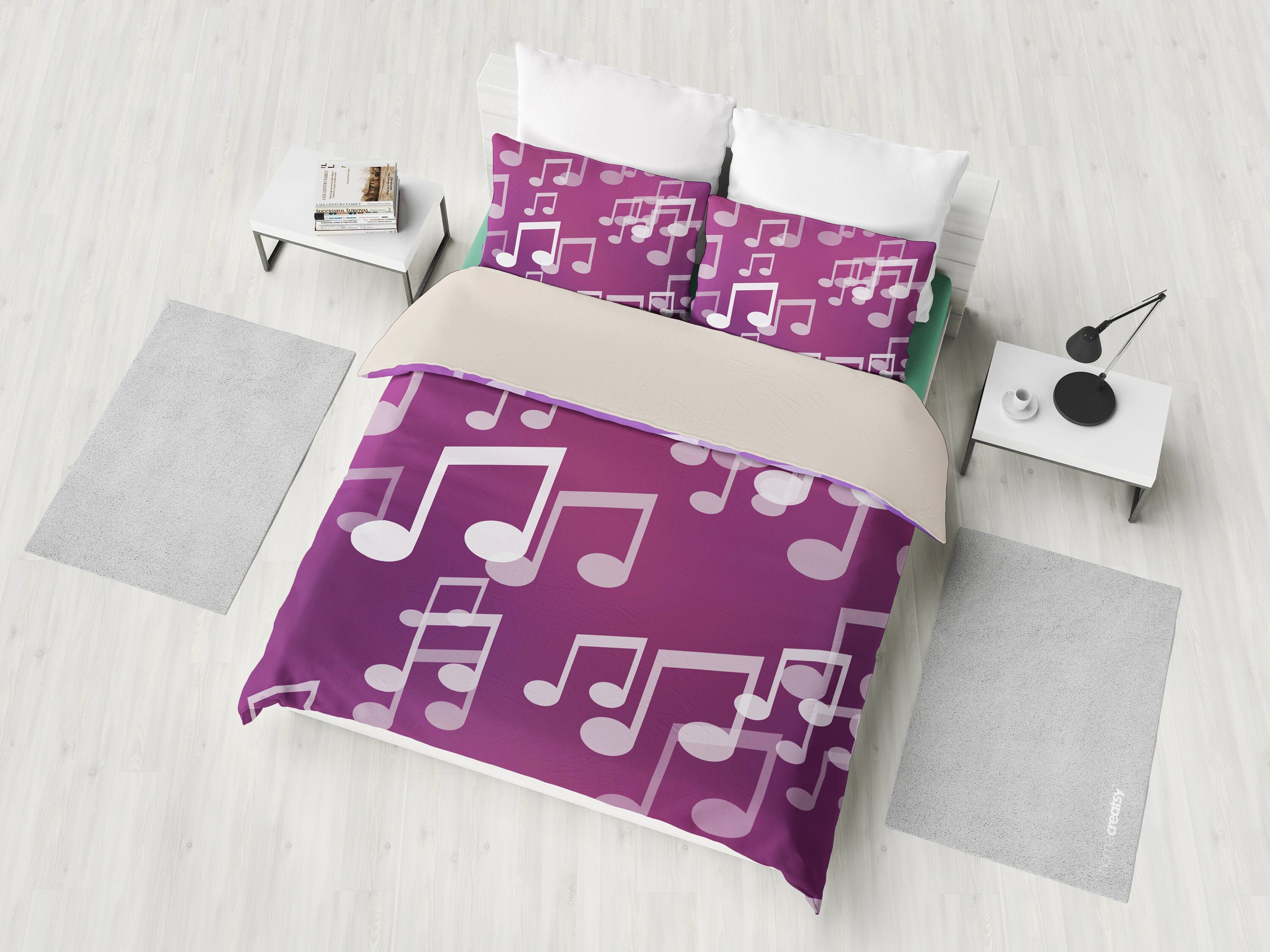 Purple Pink Music Musical Notes Bedding Set Duvet Cover 2 Etsy