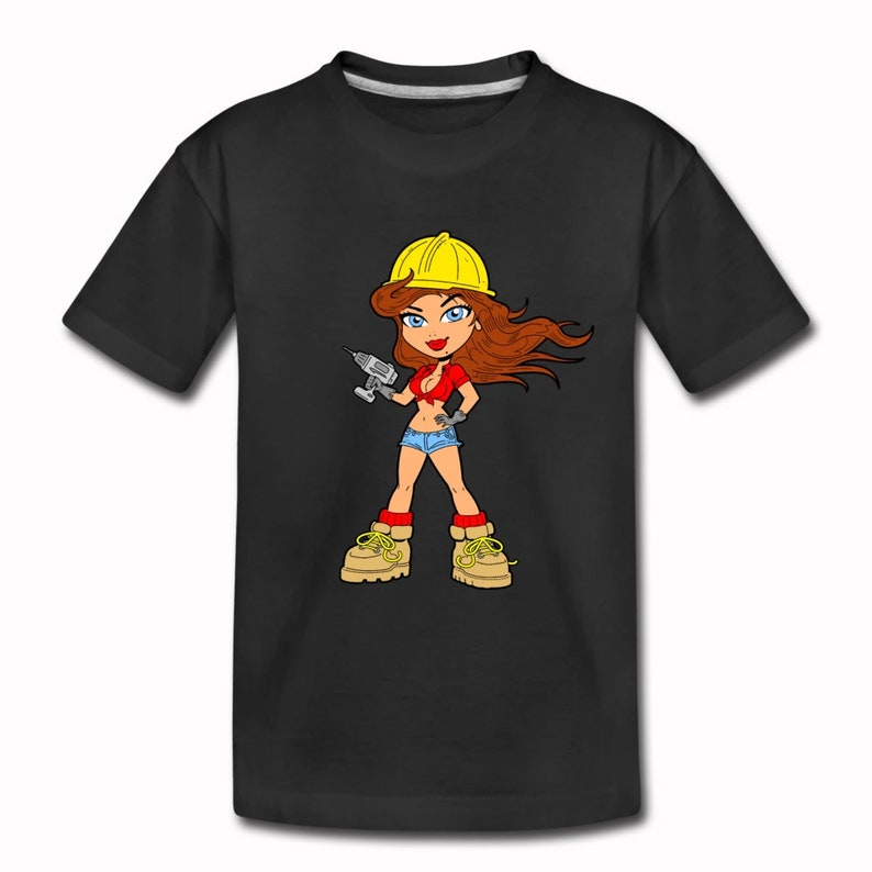 Unisex Youth T-Shirt Construction Worker Girl Cartoon Anime Kids T-Shirt Girls Boys Short Sleeve Shirt Graphic Tee
