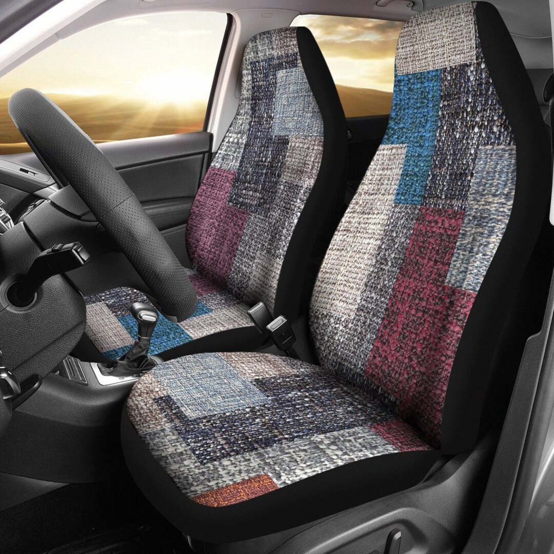 Multicolor Carpet Print Patchwork Car Seat Covers Pair 2 Etsy