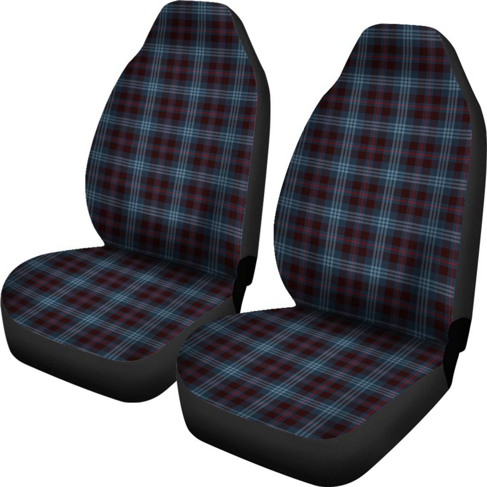 Blue Plaid Car Seat Covers Pair 2 Front Seat Covers Car Seat Etsy