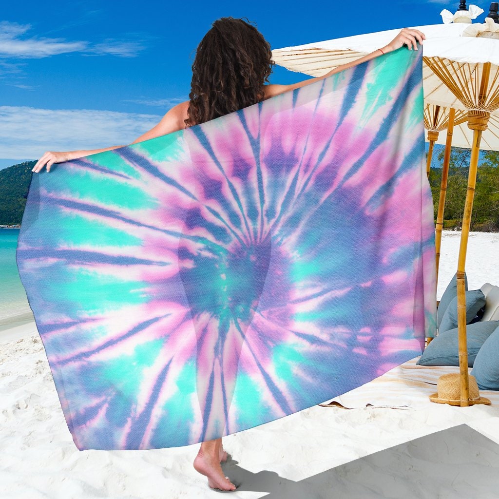 Pink Blue Tie Dye Print Abstract Art Hippie Sarong Wrap Beach | Etsy