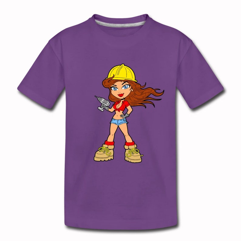 Unisex Youth T-Shirt Construction Worker Girl Cartoon Anime Kids T-Shirt Girls Boys Short Sleeve Shirt Graphic Tee