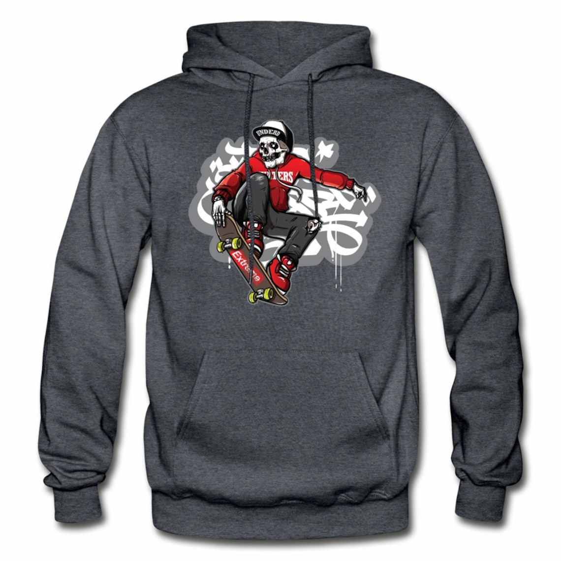 Skater Skateboard Skeleton Skull Graffiti Pullover Hoodie Etsy