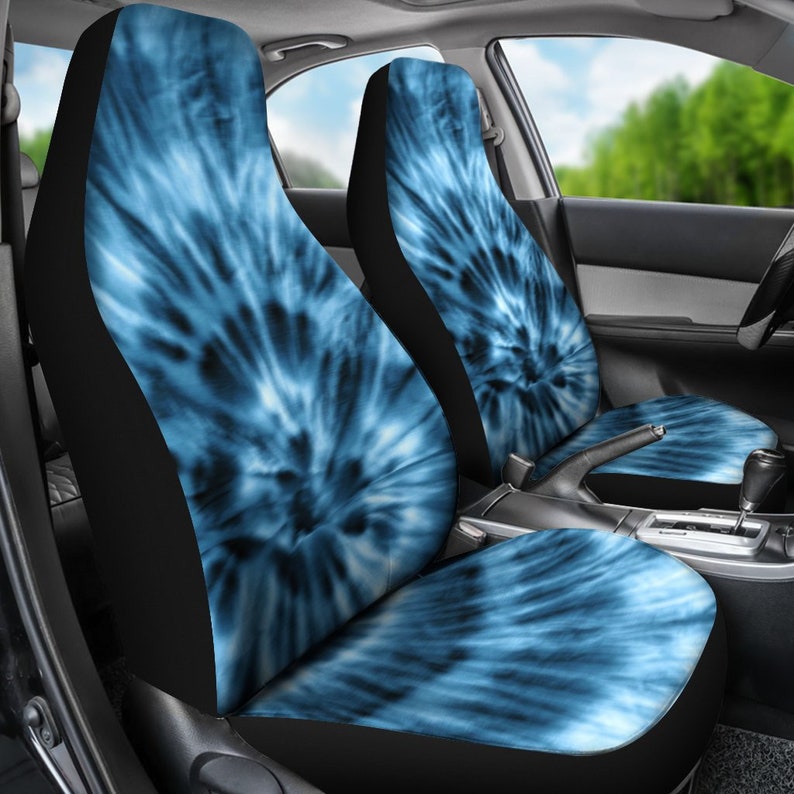 Blue Tie Dye Pattern Car Seat Covers Pair 2 Front Seat Etsy