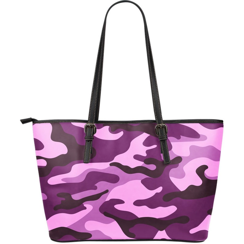 Purple Camo Camouflage Tote Bag Vegan Leather Market Bag Etsy