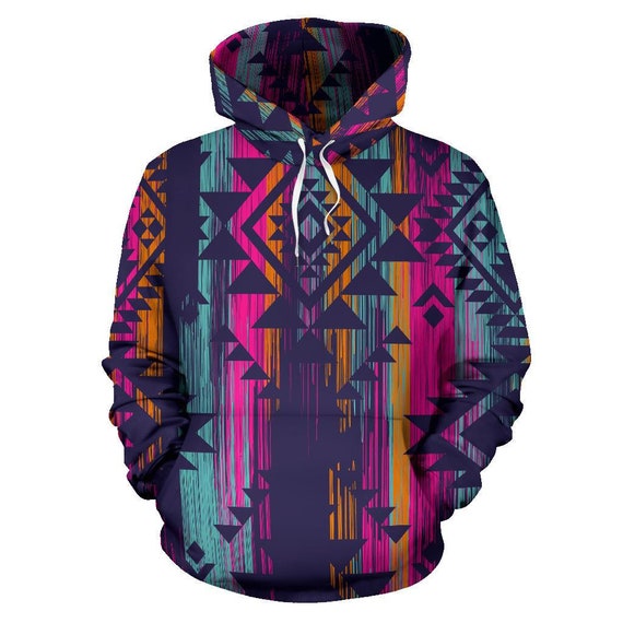 AbstractTrendz Colorful Boho Bohemian Aztec Streaks Pullover Hoodie, Unisex Hoodie, Mens, Womens, Sweatshirt, Hooded Sweatshirt, Hoodie Sweatshirt