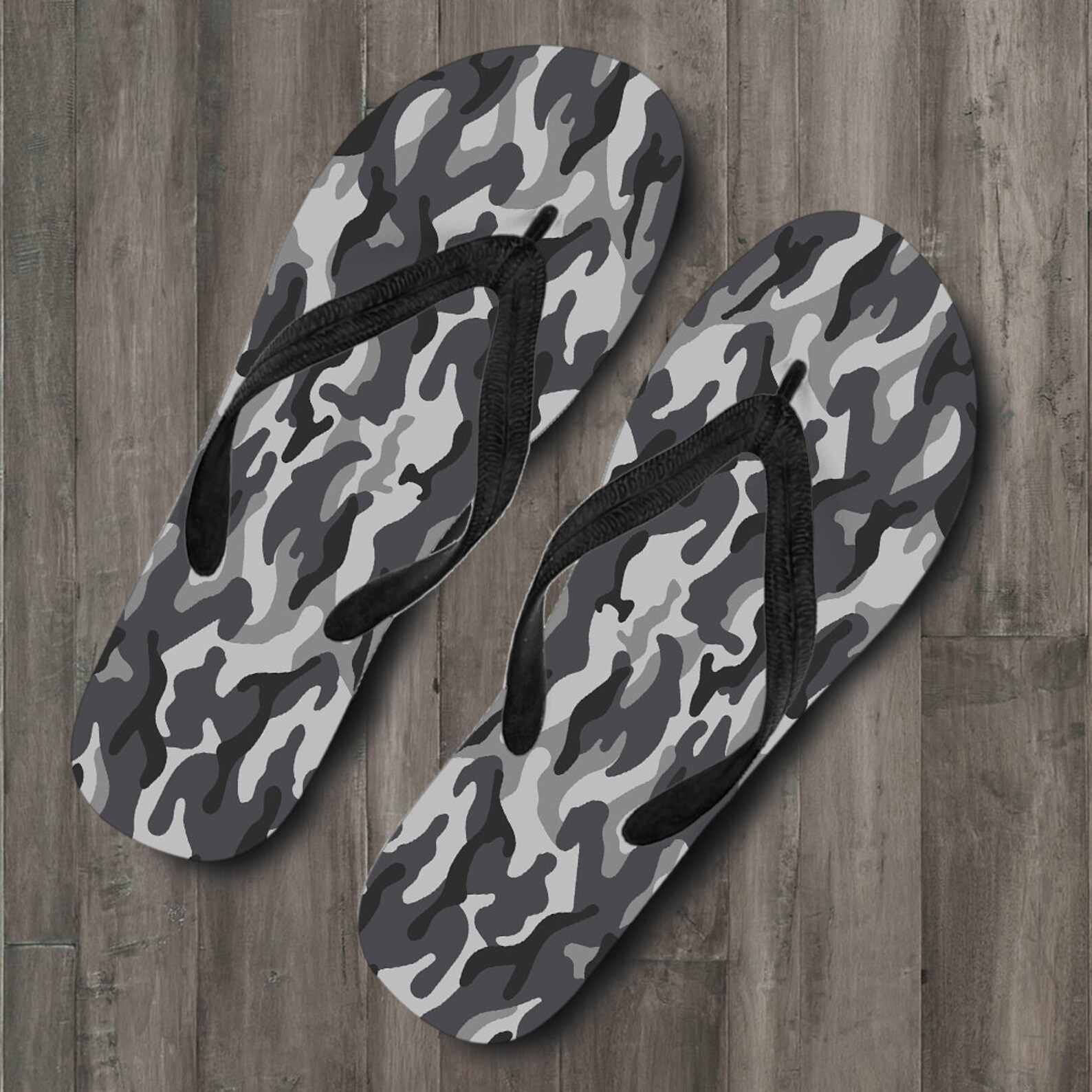 Grey Camo Camouflage Flip Flops Beach Flip Flops Mens Etsy