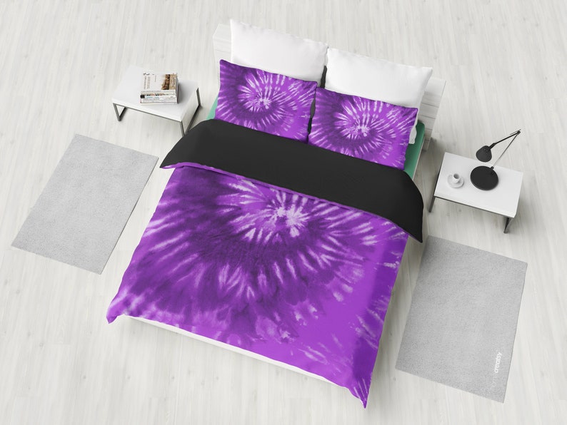 Purple Tie Dye Hippie Abstract Art Bedding Set Duvet Cover 2 | Etsy