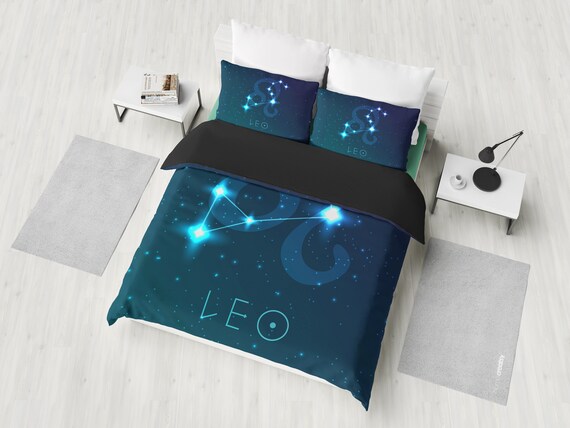 Leo Zodiac Sign Astrology Bedding Set Duvet Cover 2 Pillow Etsy