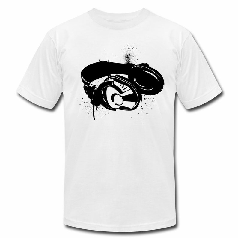 Street Wear Womens Unisex T-Shirt Black /& White Headphones Music Hip Hop T-Shirt Short Sleeve Shirt Mens Graphic Tee