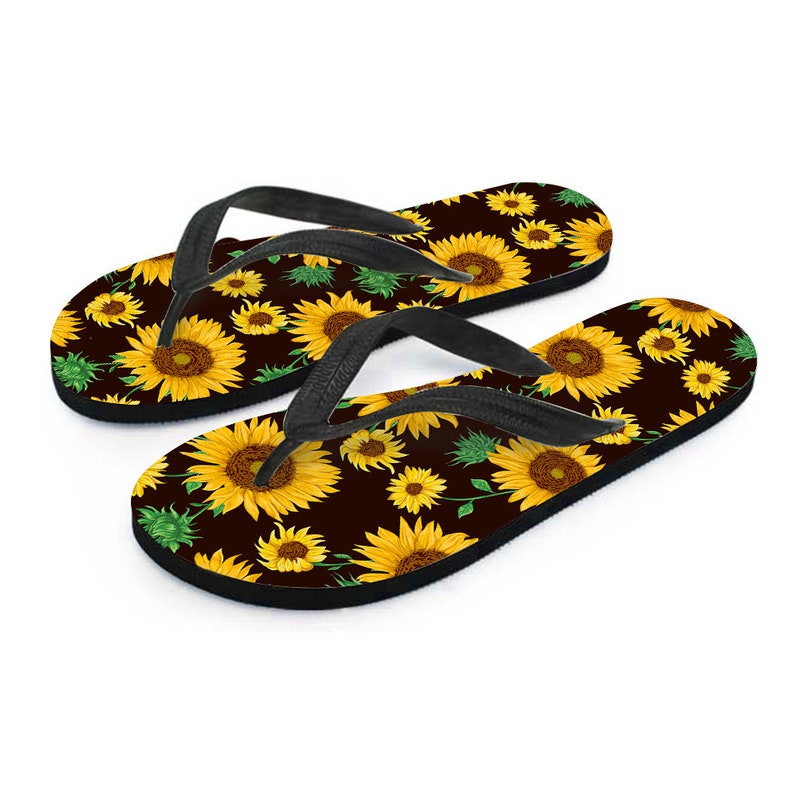 Casual Slippers Sandals Sunflowers Floral Flowers Flip Flops Beach Flip Flops Womens