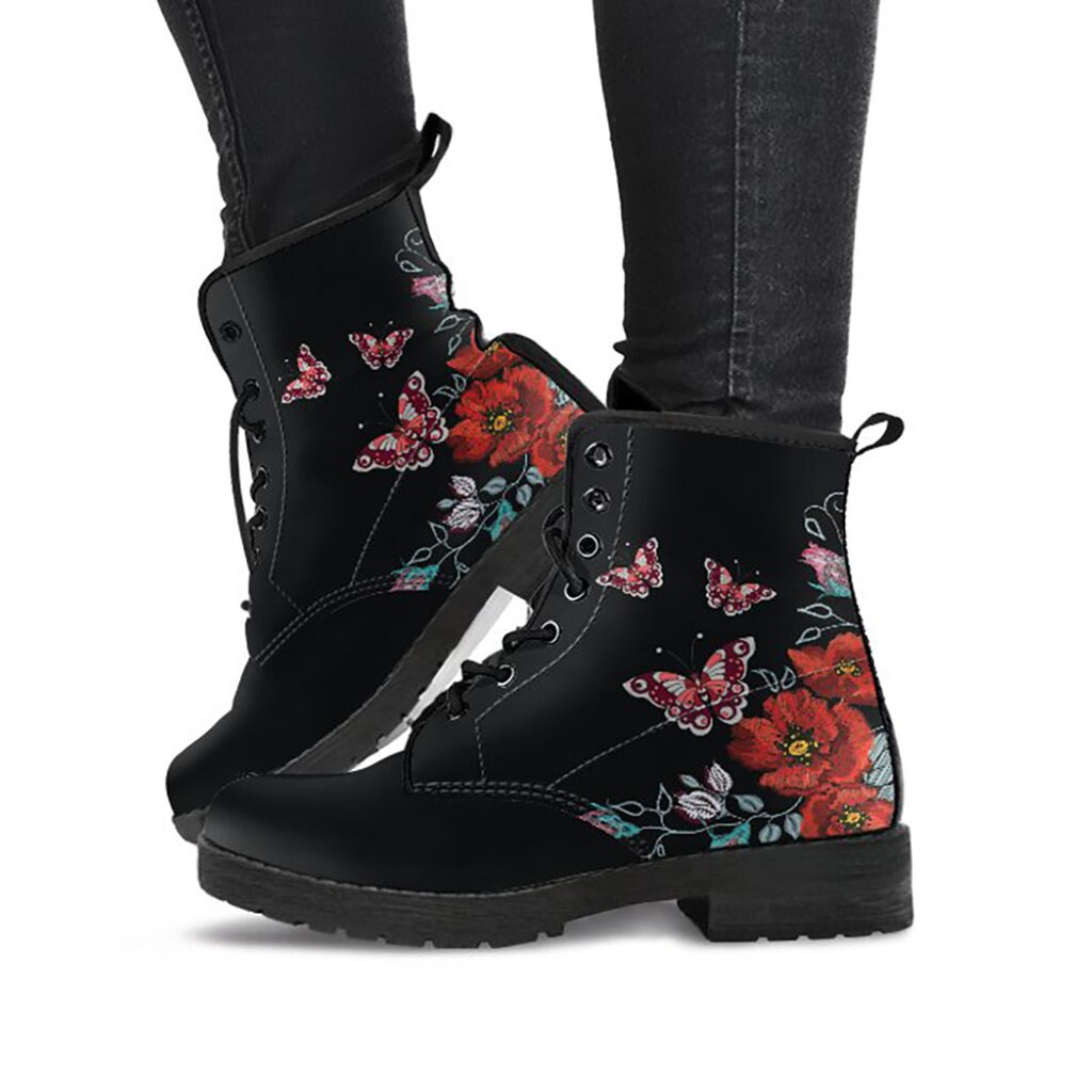 patterned combat boots