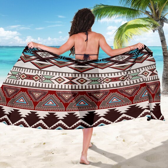 Brown Boho Bohemian Aztec Sarong Wrap 