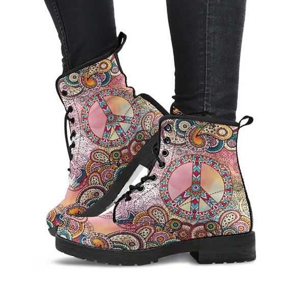 Peace Hippie Bus Handcrafted Boots