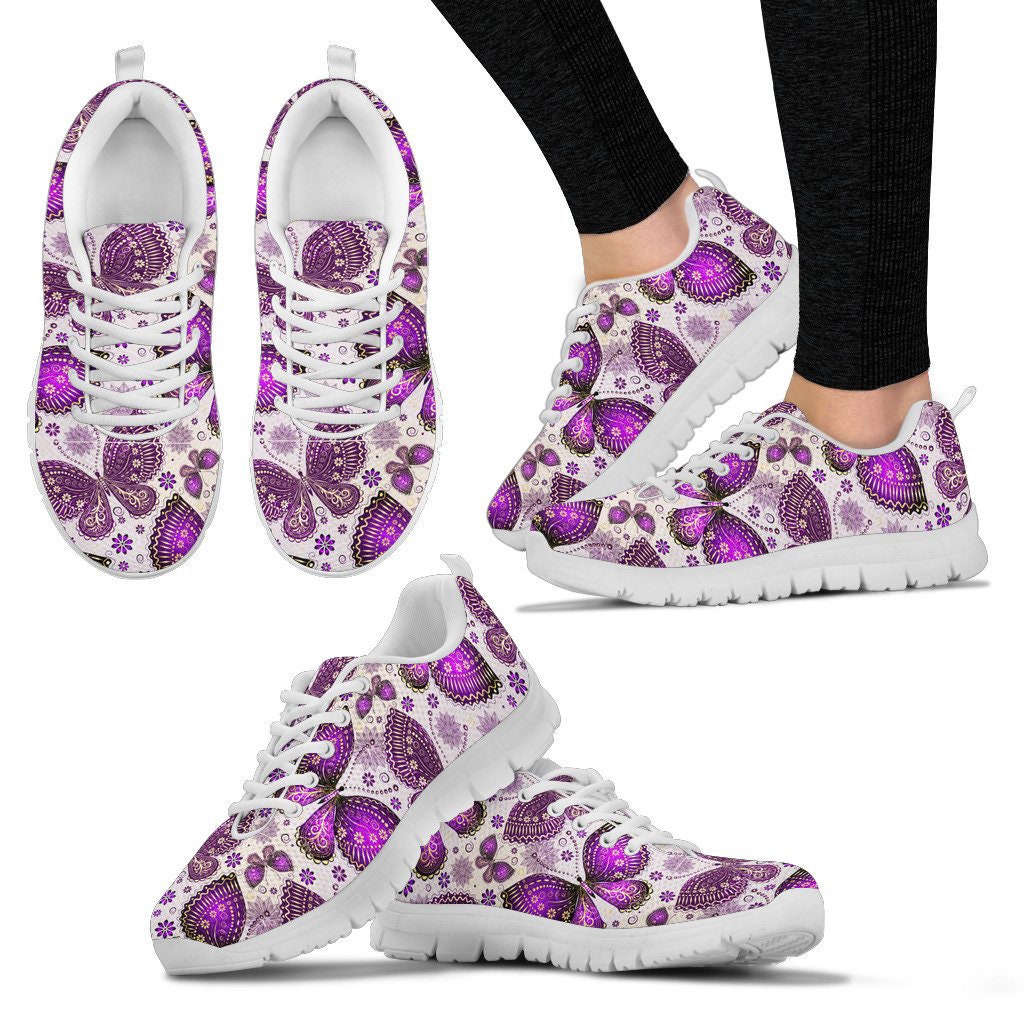 Purple Butterflies Sneakers Butterfly Shoes Running Shoes - Etsy