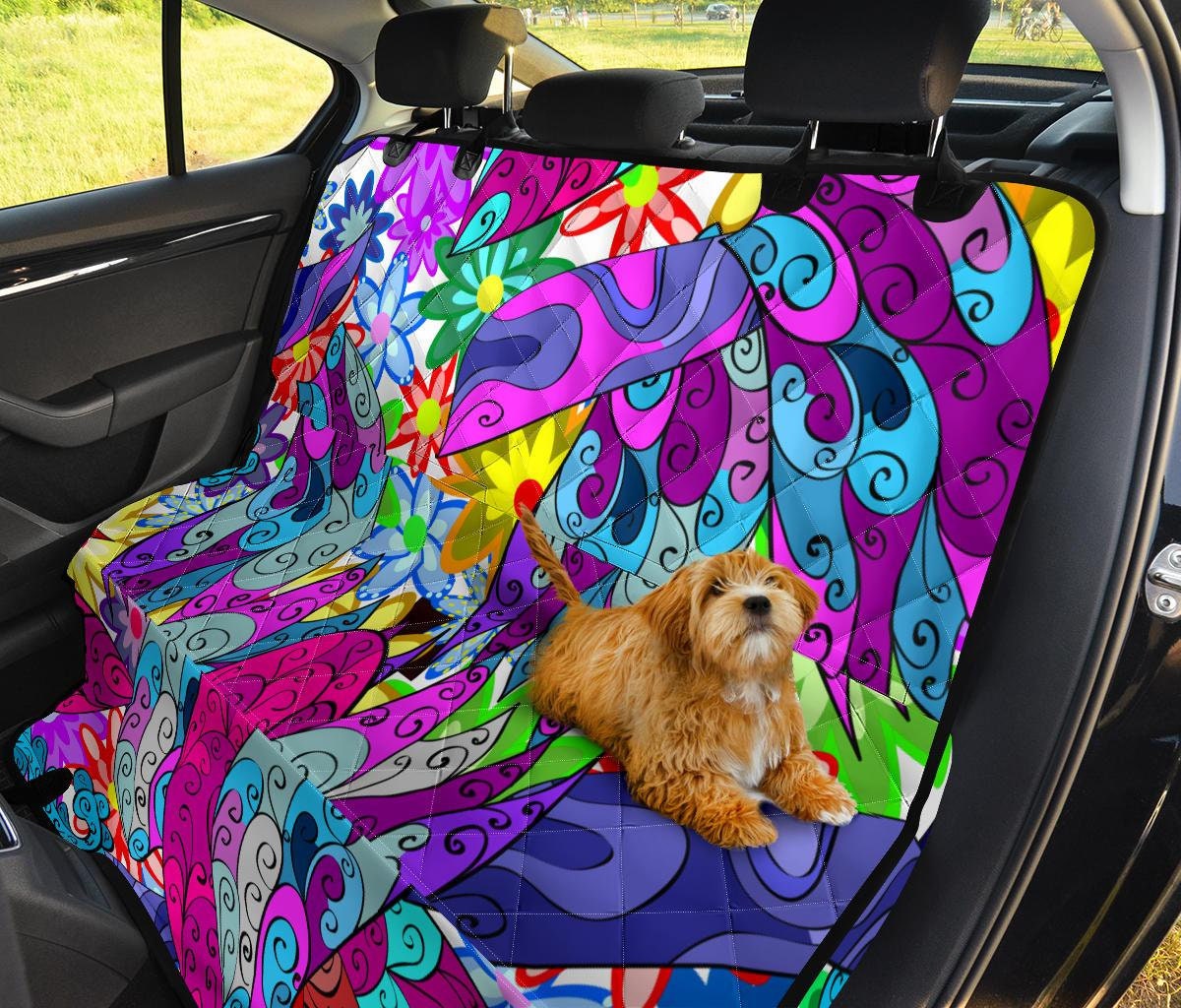 Green Ethnic boho Retro pattern Car Back Seat Pet Covers, Backseat Seat