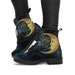 Moon Stars Decor Womens Boots, Vegan Leather, Astronomy Astrology Black Boots, Combat Boots, Casual Boots, Custom Boots 