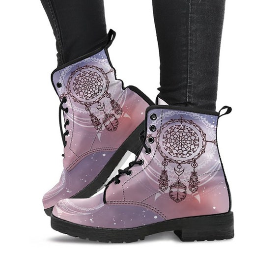 Purple Dream Catcher Handcrafted Women's Vegan-Friendly Leather Boots