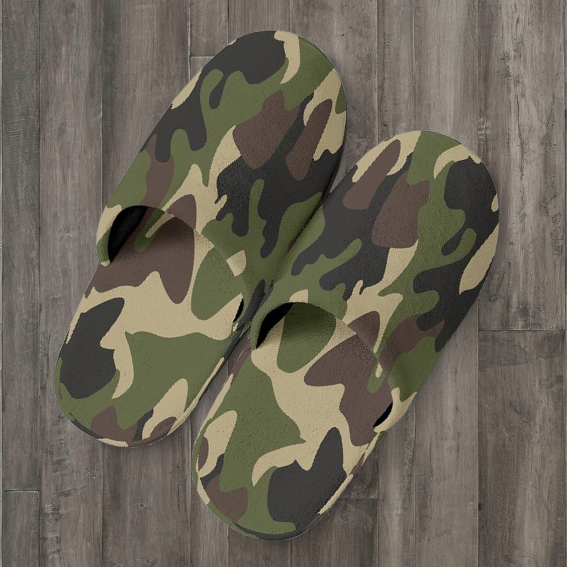 Army Green Camo Camouflage Slippers Comfortable House Etsy Hong Kong