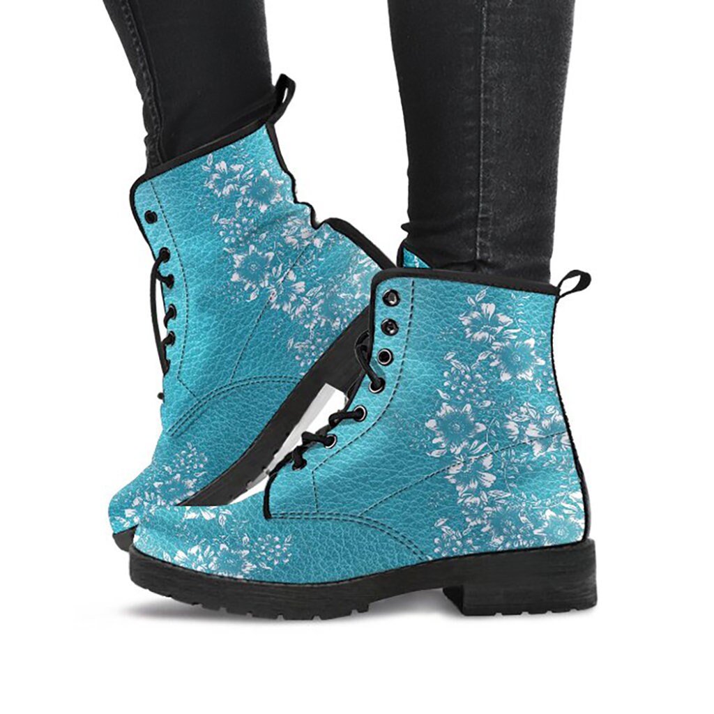 Teal Leather Boots - Etsy