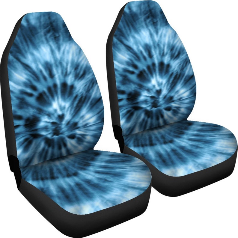 Blue Tie Dye Pattern Car Seat Covers Pair 2 Front Seat Etsy