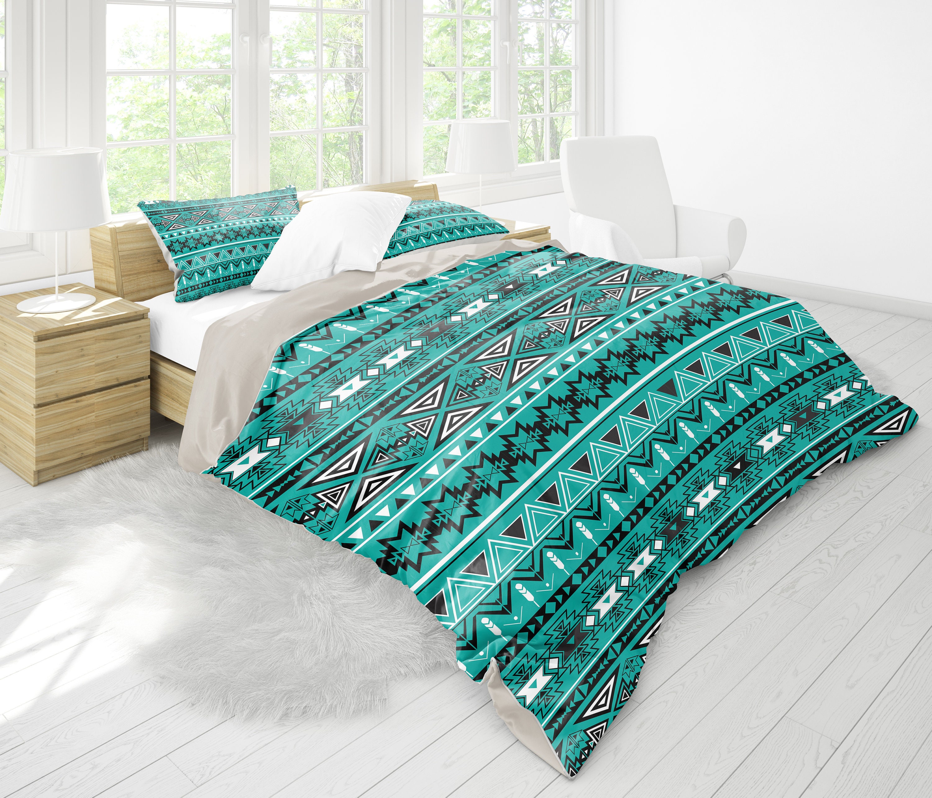 Light Green Teal Ethnic Aztec Boho 