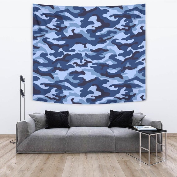 Blue Camo Camouflage Tapestry Wall Decor Home Decor Wall Art Wall Hangings