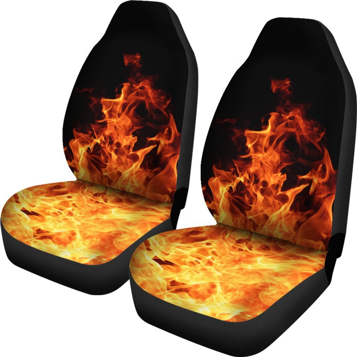 Red Hot Fire Flames Car Seat Covers Pair 2 Front Car Seat Etsy