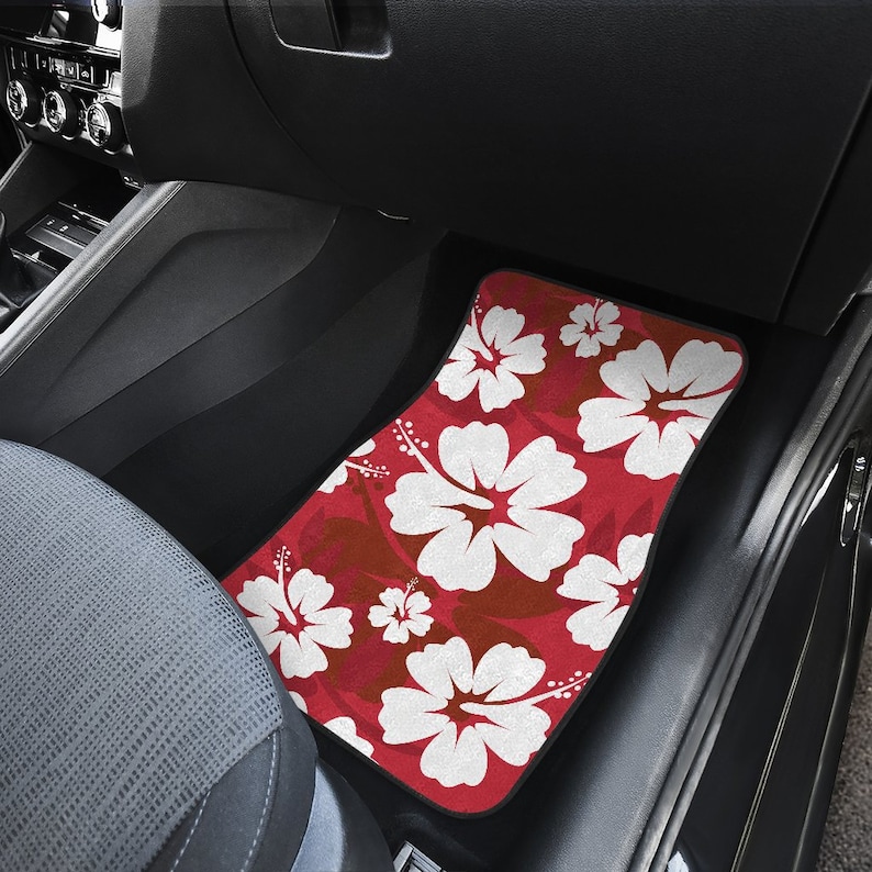 Red Aloha Flowers Car Floor Mats Car Floor Mats Set Floor Etsy